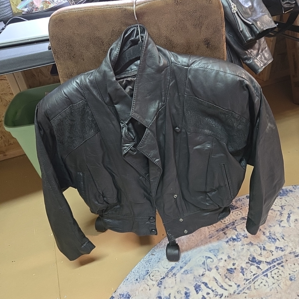 Women's Black‎ Leather Bomber Jacket - Timeless Moto Style